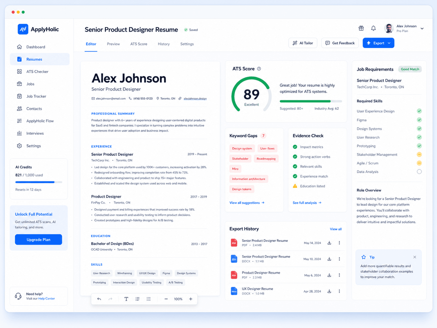 Resume mockup